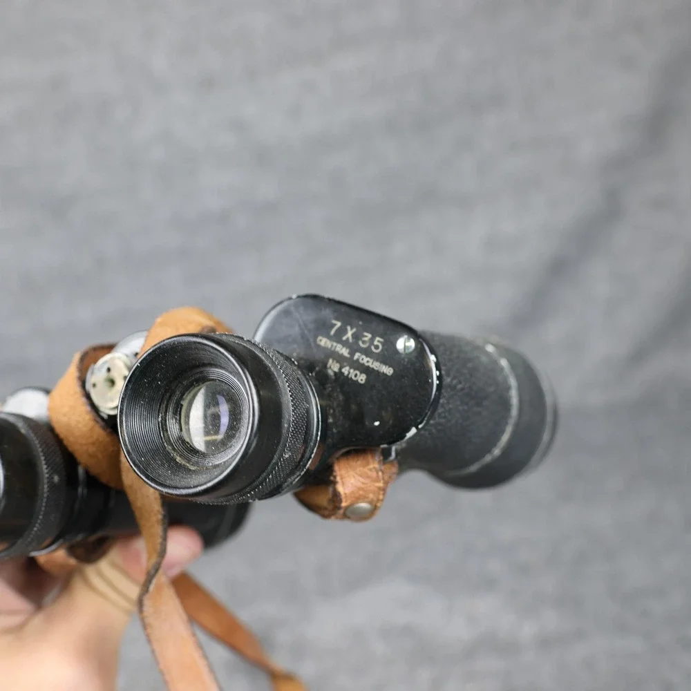Vintage Orient 7x35 Binoculars Central Focusing Coated Lens Black Tokyo Japan